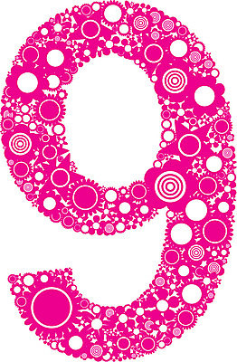 EPS 해외이미지 꽃 분홍색 일러스트 숫자 9 자주색 심볼 해외202004 해외일러스트 식물 문자 컬러 파일형식 벡터 이미지허브