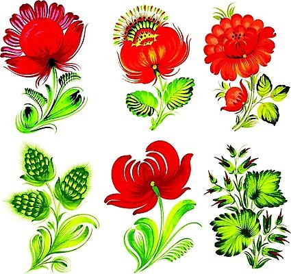 EPS 해외이미지 디자인 꽃 백그라운드 잎 일러스트 수채화 미술 사람없음 세트 손그림 해외202004 해외일러스트 식물 문화예술 파일형식 벡터 이미지허브