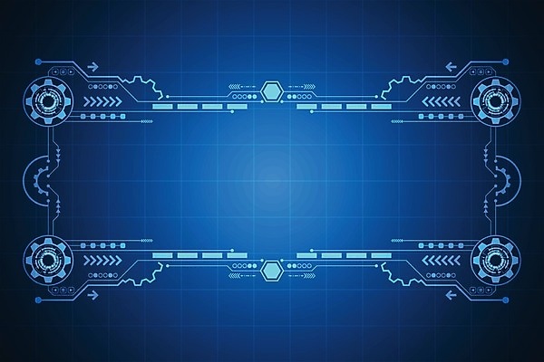 EPS 해외이미지 디자인 컨셉 일러스트 추상 미래 프레임 사람없음 그래픽 파란색 디지털 톱니바퀴 해외202004 해외일러스트 컬러 무늬 파일형식 벡터 이미지허브