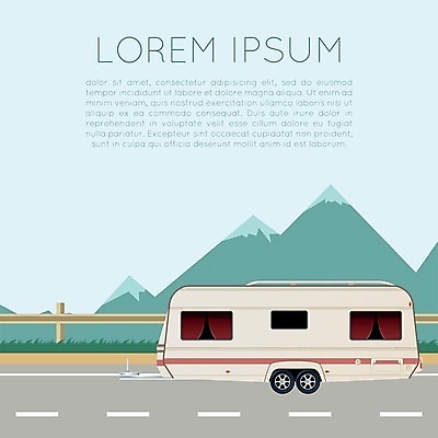 EPS 해외이미지 도로 일러스트 산 사람없음 여름 캠핑 운전 카라반 해외202004 해외일러스트 계절 길 교통시설 모션 레저 캠핑카 파일형식 벡터 이미지허브