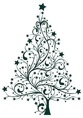 EPS 해외이미지 나무 식물 꽃잎 실루엣 별 크리스마스 일러스트 사람없음 검은색 축제 해외202004 해외일러스트 자연요소 기념일 꽃 컬러 촬영기법 파일형식 벡터 이미지허브