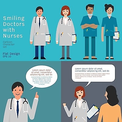 EPS 해외이미지 전신 직업 캐릭터 디자인 여자 남자 행복 말풍선 유니폼 일러스트 청진기 건강 병원 말하기 대화 설명 사람 성인 치료 세트 사무실 약 펜 환자 간호사 의사 관찰 도움 그룹 플랫 만화 구조원 직원 서비스 컨설턴트 상담 처방 외과 다민족 돌봄 서류판 조언 해외202004 해외일러스트 일러캐릭터 옷 감정 컨셉 비즈니스 의학 의료기기 모션 필기구 사무용품 의료진 전문직 파일형식 벡터 이미지허브
