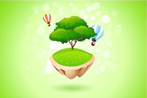 EPS 해외이미지 나무 꽃 섬 백그라운드 일러스트 불꽃 건강 풍경 사람없음 초록색 여름 환경 봄 땅 에코 장면 환상 해외202004 해외일러스트 식물 계절 컬러 컨셉 불 파일형식 벡터 이미지허브