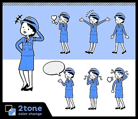 EPS 해외이미지 전신 여자 행복 팔벌리기 피곤 대화 사랑 여러명 성인 파란색 세트 걷기 하트 경찰 울음 수줍음 눈물 순찰 힘듦 성인여자만 해외202004 모양 직업 감정 컬러 다수 컨셉 모션 표정 말하기 사람 여자만 성인만 파일형식 벡터 이미지허브