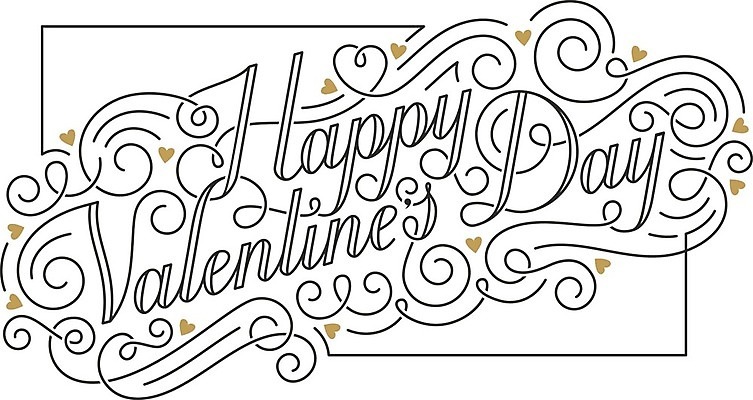 EPS 해외이미지 템플릿 디자인 일러스트 캘리그라피 텍스트 발렌타인데이 사랑 타이포그라피 사람없음 가로 하트 축하 화려 클래식 2월 필기체 레터링 해외202004 해외일러스트 모양 문자 감정 컨셉 데이이벤트 날짜 파일형식 벡터 이미지허브