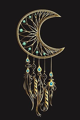 EPS 해외이미지 전통 일러스트 사람없음 장식 검은색 꿈 금색 달 구슬 깃털 부적 드림캐쳐 해외202004 해외일러스트 자연요소 컬러 파일형식 벡터 이미지허브