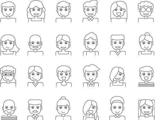 EPS 해외이미지 직업 캐릭터 학생 디자인 여자 남자 얼굴 선 일러스트 비즈니스 가족 성공 미술 사람 소년 성인 그래픽 장식 업무 그룹 플랫 만화 심플 고립 아바타 스타일 사용자 해외202004 해외일러스트 일러캐릭터 어린이 컨셉 관계 문화예술 신체부위 작업 파일형식 벡터 이미지허브