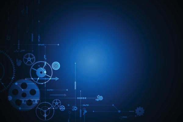 EPS 해외이미지 디자인 컨셉 일러스트 추상 미래 사람없음 그래픽 파란색 디지털 톱니바퀴 해외202004 해외일러스트 컬러 무늬 파일형식 벡터 이미지허브