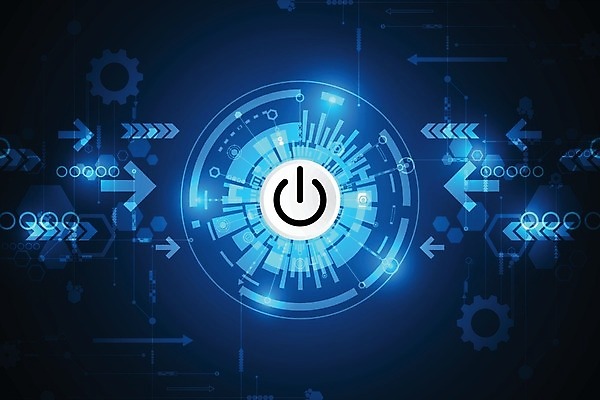 EPS 해외이미지 디자인 컨셉 일러스트 추상 미래 사람없음 그래픽 파란색 디지털 전원버튼 해외202004 해외일러스트 컬러 무늬 버튼 전원_전기 파일형식 벡터 이미지허브