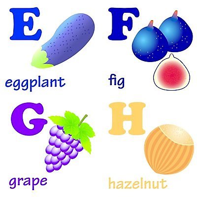 EPS 해외이미지 캐릭터 알파벳 과일 일러스트 텍스트 학교 포도 가지 타이포그라피 흰색 인쇄 편지 심볼 그림 무화과 고립 개암 해외202004 해외일러스트 일러캐릭터 문자 영어 교육 열매 컬러 채소 파일형식 벡터 이미지허브