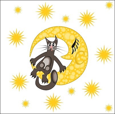 EPS 해외이미지 일러스트 하늘 노란색 고양이 중국 달 연도 그림 반대 해외202004 해외일러스트 자연요소 아시아 컬러 포유류 반려동물 파일형식 벡터 이미지허브