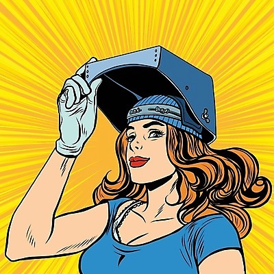 EPS 해외이미지 여자 장갑 일러스트 한명 상반신 성인 잡기 복고 팝아트 카툰스타일 용접공 용접마스크 성인여자한명만 해외202004 해외일러스트 직업 1 잡화 모션 마스크 사람 그림 여자한명만 성인여자만 파일형식 벡터 이미지허브