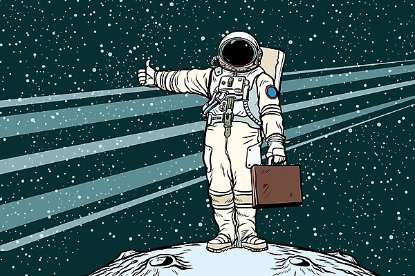 EPS 해외이미지 전신 별 일러스트 한명 서기 들기 사람 우주 팻말 행성 우주비행사 팝아트 우주복 카툰스타일 히치하이킹 해외202004 해외일러스트 자연요소 1 옷 여행 모션 프레임 그림 파일형식 벡터 이미지허브