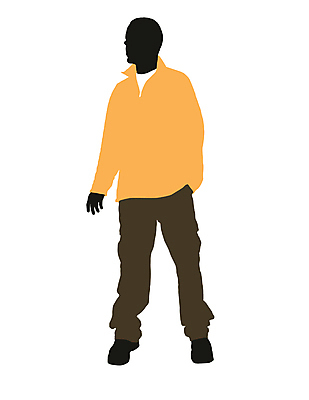 포토 JPG 해외이미지 실루엣 셔츠 티셔츠 일러스트 서기 성인 사람없음 노란색 검은색 회색 흰색 청바지 고립 해외202004 해외포토 컬러 상의 바지 모션 촬영기법 사람 파일형식 이미지허브