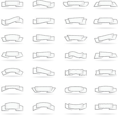 EPS 해외이미지 리본 스티커 일러스트 사람없음 세트 라벨 공백 라인아트 해외202004 해외일러스트 선 프레임 파일형식 벡터 이미지허브