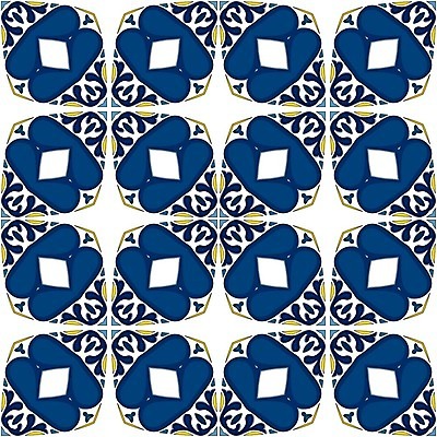 EPS 해외이미지 전통 디자인 패턴 일러스트 벽지 추상 장식 파란색 노란색 흰색 포르투갈 타일 묘사 정사각형 모자이크 스페인어 아라베스크 엘리먼트 튀니지 해외202004 해외일러스트 도형 유럽 컬러 무늬 아프리카 파일형식 벡터 이미지허브