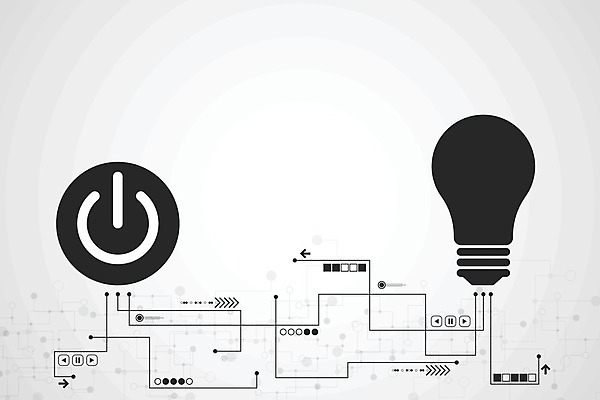 EPS 해외이미지 디자인 일러스트 전구 추상 사람없음 그래픽 디지털 흰색 전원버튼 해외202004 해외일러스트 컬러 무늬 버튼 전원_전기 파일형식 벡터 이미지허브