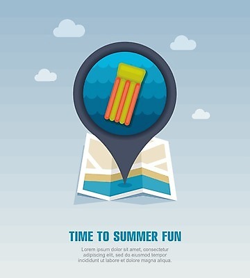 EPS 해외이미지 구름 바다 여행 지도 일러스트 휴식 사람없음 여름 여름휴가 바캉스 비치베드 위치 해외202004 해외일러스트 자연요소 계절 컨셉 휴가 파일형식 벡터 여름_계절 이미지허브