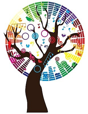 EPS 해외이미지 나무 음표 일러스트 추상 사람없음 컬러풀 해외202004 해외일러스트 식물 기호 음악 컬러 무늬 파일형식 벡터 이미지허브