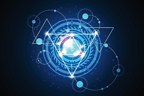 EPS 해외이미지 디자인 일러스트 추상 사람없음 그래픽 파란색 디지털 삼각형 해외202004 해외일러스트 도형 컬러 무늬 파일형식 벡터 이미지허브