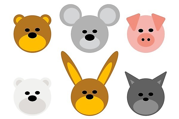 EPS 해외이미지 동물 일러스트 곰 포유류 갈색 고양이 토끼 돼지 쥐 심볼 동물상 해외202004 해외일러스트 컬러 반려동물 조형물 설치류 파일형식 벡터 이미지허브