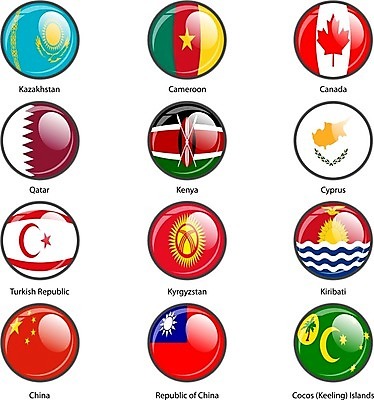 EPS 해외이미지 스티커 캐나다 일러스트 돋보기 사람없음 세트 세계 중국 깃발 국기 케냐 카타르 카메룬 카자흐스탄 해외202004 해외일러스트 사이프러스공화국 유럽 아시아 북아메리카 중동 아프리카 파일형식 벡터 이미지허브