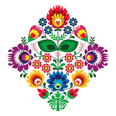 EPS 해외이미지 전통 꽃 패턴 일러스트 사람없음 컬러풀 화려 폴란드 해외202004 해외일러스트 식물 유럽 컬러 컨셉 무늬 파일형식 벡터 이미지허브