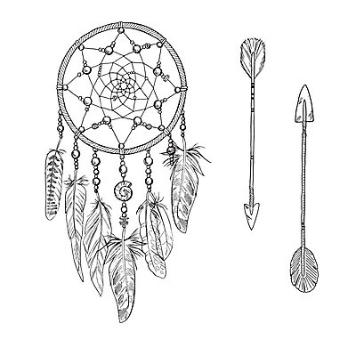 EPS 해외이미지 전통 일러스트 화살 사람없음 장식 꿈 깃털 부적 드림캐쳐 해외202004 해외일러스트 파일형식 벡터 이미지허브