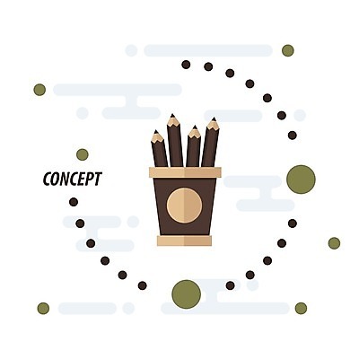 EPS 해외이미지 일러스트 비즈니스 사람없음 목재 컵 세트 상자 컬러풀 펜 페인트 장비 흰색 그림 날카로움 고립 보유 해외202004 해외일러스트 나무 식기 컬러 재료 필기구 파일형식 벡터 이미지허브