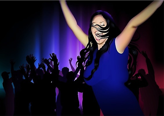 EPS 해외이미지 감정 실루엣 음악 백그라운드 일러스트 벽지 전등 사람 파티 손들기 춤 군중 클럽 디스코 쇼 유흥 해외202004 해외일러스트 모션 문화예술 조명 촬영기법 이벤트 파일형식 벡터 이미지허브