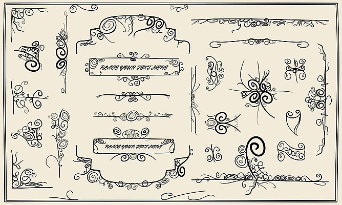 EPS 해외이미지 디자인 일러스트 프레임 소용돌이 스케치 수집 그림 초대 페이지 해외202004 해외일러스트 미술 회오리 파일형식 벡터 이미지허브