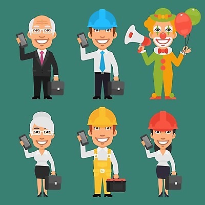 EPS 해외이미지 캐릭터 디자인 여자 남자 일러스트 비즈니스 미술 사람 정장 그래픽 세트 광대 업무 비즈니스맨 비즈니스우먼 엔지니어 플랫 헬멧 만화 수집 가득함 오브젝트 클립 건축업자 마스코트 옛날 캐리커처 해외202004 해외일러스트 일러캐릭터 옷 건축 문화예술 작업 직장인 기술자 보호장비 그림 파일형식 벡터 이미지허브