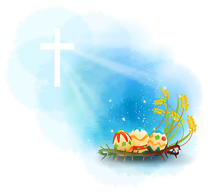 기독교 종교 백그라운드 십자가 일러스트 사람없음 농작물 믿음 벼 부활절계란 이삭 가시면류관 국내일러스트 AI파일 감정 농업 종교용품 부활절 곡류 계란 파일형식 벡터
