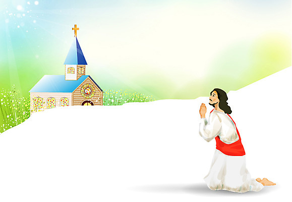 전신 건축물 기독교 종교 백그라운드 일러스트 한명 앉기 건물 교회 믿음 기도 예수 무릎꿇기 손모으기 국내일러스트 AI파일 1 건축 감정 종교건축 모션 사람 손짓 신_종교 파일형식 벡터