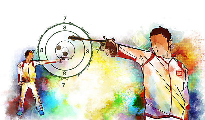 전신 PSD 남자 스포츠 포즈 백그라운드 올림픽 일러스트 모션 운동선수 서기 들기 사람 경기 성인 두명 운동복 운동 권총 총 자신감 과녁판 목표 열정 사격 조준 사격수 점수판 남자만 성인남자만 성인만 국내일러스트 옷 감정 무기 컨셉 건강 파일형식