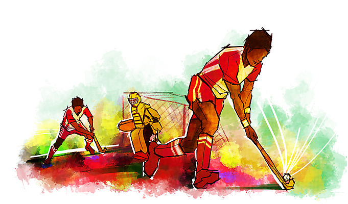 전신 PSD 남자 스포츠 포즈 백그라운드 올림픽 일러스트 공 모션 운동선수 서기 사람 경기 성인 세명 운동복 운동 구기 자신감 목표 골대 열정 하키 하키채 남자만 성인남자만 성인만 국내일러스트 옷 감정 컨셉 건강 하키용품 파일형식