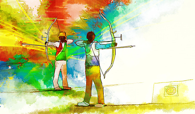 전신 PSD 남자 스포츠 포즈 백그라운드 올림픽 일러스트 모션 화살 운동선수 서기 들기 사람 경기 성인 두명 운동복 운동 자신감 목표 활 열정 양궁 활쏘기 남자만 성인남자만 성인만 국내일러스트 옷 감정 컨셉 건강 파일형식