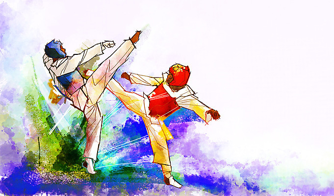 전신 PSD 남자 스포츠 포즈 백그라운드 올림픽 일러스트 모션 운동선수 서기 사람 경기 성인 두명 운동복 운동 자신감 킥 목표 헬멧 보호장비 태권도 열정 남자만 성인남자만 성인만 국내일러스트 옷 감정 컨셉 건강 격투기 장비 파일형식