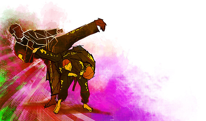 전신 PSD 남자 스포츠 포즈 백그라운드 일러스트 모션 운동선수 도복 서기 사람 경기 성인 두명 운동복 운동 경쟁 자신감 목표 열정 가라테 남자만 성인남자만 성인만 국내일러스트 옷 감정 컨셉 건강 격투기 파일형식