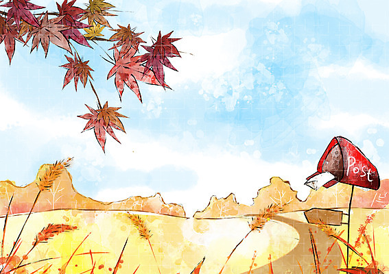 PSD 나무 식물 구름 사계절 계절 길 백그라운드 단풍 일러스트 자연 하늘 단풍나무 따뜻함 갈대 풍경 초원 사람없음 가을풍경 우체통 가을 편지 자연백그라운드 가을배경 국내일러스트 자연요소 잎 생태계 파일형식 가을_계절