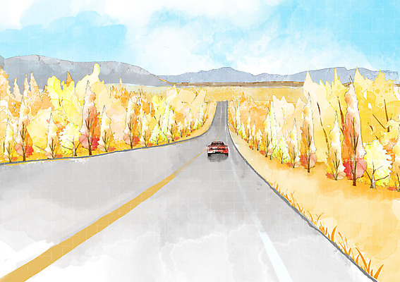 PSD 나무 식물 구름 사계절 계절 도로 길 백그라운드 일러스트 자동차 자연 하늘 산 따뜻함 풍경 초원 사람없음 가을풍경 가을 자연백그라운드 차선_도로 가을배경 국내일러스트 자연요소 육상교통 교통시설 생태계 파일형식 가을_계절