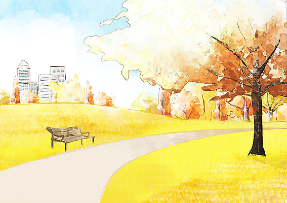 PSD 나무 식물 구름 건축물 사계절 계절 공원 백그라운드 벤치 의자 일러스트 자연 하늘 따뜻함 풍경 초원 사람없음 건물 가을풍경 가을 자연백그라운드 가을배경 국내일러스트 자연요소 공공시설 건축 가구 생태계 파일형식 가을_계절