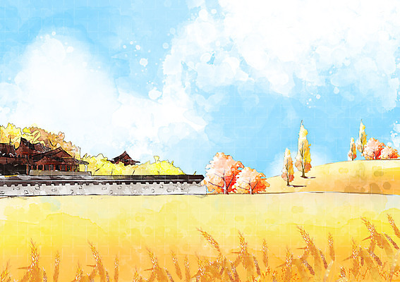 PSD 나무 식물 구름 건축물 사계절 계절 백그라운드 일러스트 자연 하늘 주택 따뜻함 갈대 풍경 초원 사람없음 담장 가을풍경 가을 자연백그라운드 가을배경 국내일러스트 자연요소 건축 건물 생태계 파일형식 가을_계절