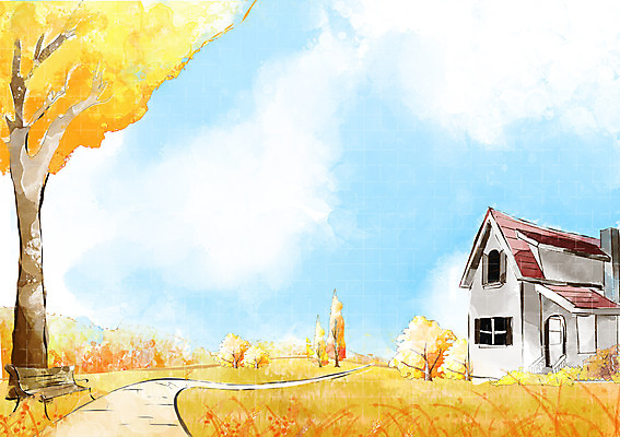 PSD 나무 식물 구름 건축물 사계절 계절 길 백그라운드 일러스트 자연 하늘 주택 따뜻함 갈대 풍경 초원 사람없음 건물 가을풍경 가을 오솔길 자연백그라운드 가을배경 국내일러스트 자연요소 건축 생태계 파일형식 가을_계절