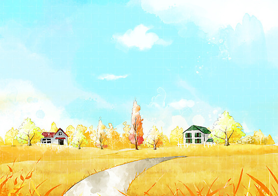 PSD 나무 식물 구름 건축물 사계절 계절 길 백그라운드 일러스트 자연 하늘 주택 따뜻함 갈대 풍경 초원 사람없음 가을풍경 가을 오솔길 자연백그라운드 가을배경 국내일러스트 자연요소 건축 건물 생태계 파일형식 가을_계절