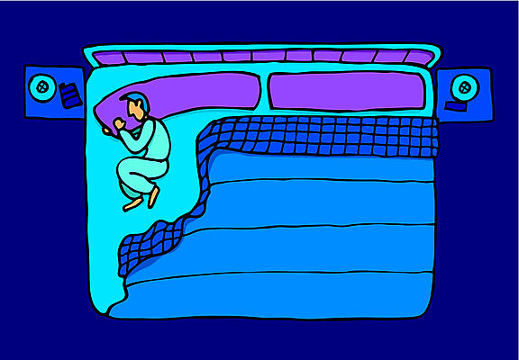 EPS 해외이미지 남자 일러스트 한명 파란색 슬픔 침대 잠 고독 야간 만화 부정적 해외202004 해외일러스트 자연요소 1 감정 컬러 가구 사람 파일형식 벡터 이미지허브