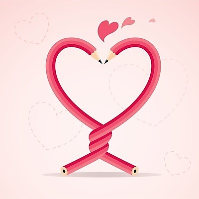 EPS 해외이미지 분홍색 결혼 데이트 일러스트 포옹 함께함 사랑 연필 기록 메시지 유머 유혹 편지 해외202004 해외일러스트 감정 컬러 컨셉 안기 학용품 이벤트 필기구 파일형식 벡터 이미지허브