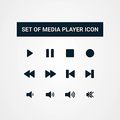 EPS 해외이미지 음악 일러스트 사람없음 세트 검은색 정지 볼륨 재생 일시정지 빨리감기 되감기 음소거 인터페이스 제어 플레이 플레이어 중지_중단 해외일러스트 컬러 모션 문화예술 파일형식 벡터 이미지허브