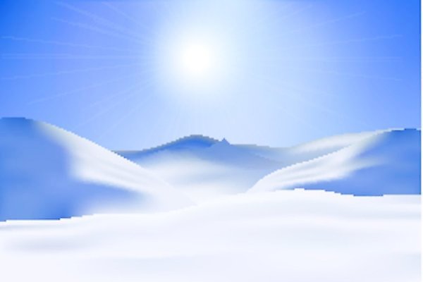 EPS 해외이미지 하늘색 겨울 일러스트 하늘 사람없음 햇빛 설원 겨울풍경 해외202004 해외일러스트 계절 눈_날씨 풍경 파란색 태양 파일형식 벡터 이미지허브