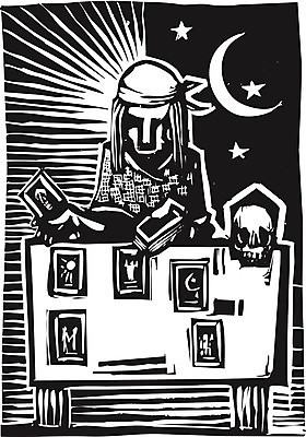 EPS 해외이미지 별 일러스트 미래 달 신용카드 재산 마녀 마법 목판화 해외202004 해외일러스트 자연요소 컨셉 금융 파일형식 벡터 이미지허브